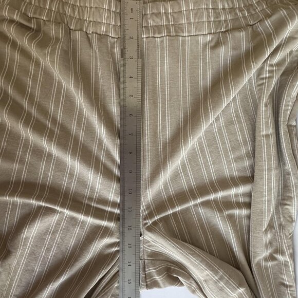Belle Kim‎ Gravel Pants Womens 1X Tan Striped Pull On Wide Leg Casual Stretch - Picture 10 of 12